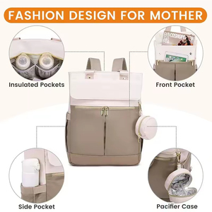 Large Capacity Diaper Bag Backpack Mummy Bag Laptop Compartment Insulated Bottle Pocket Water Resistant Travel Baby Bag - Product Image 5
