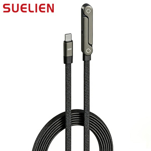 Cavo USB-C Piatto Intrecciato in Nylon OEM per il Tuo Marchio, <span class=keywords><strong>Ricarica</strong></span> Rapida 240W, 480Mbps, con Supporto per Telefono - Product Image 3