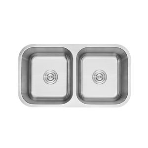 Fregadero de cocina de doble cuenco con forma Rectangular moderna personalizada, instalación de mostrador, delantal de Material Sus304, parte delantera de acero inoxidable - Product Image 1