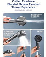 Pommeau de Douche Haute Pression 4 Modes avec Jet Brume, Pluie et Douchette Dorsale, et Arrêt d'Eau à Touche Unique pour Bain Filtré et Pressurisé