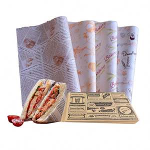 Papier d'emballage imprimé résistant à la graisse, papier alimentaire PE pour sandwichs et shawarmas - Product Image 4