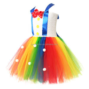 Costume de clown effrayant pour enfants de 2 à 12 ans Vêtements de fête de carnaval arc-en-ciel pour bébés filles Circus Jokers Tutu Dress Outfit - Product Image 2
