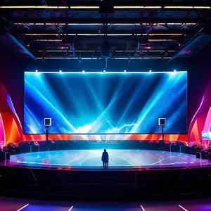 Trong nhà sân khấu lớn nền liền mạch nối LED hiển thị màn hình lớn P 3.9i cho thuê Màn hình hiển thị LED