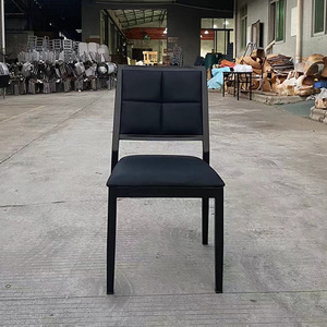 Hotel Chair Black Leather Upholstered <b>Foam</b> Filled Stackable Indoor Use MHJ-HS14 - Product Image 1
