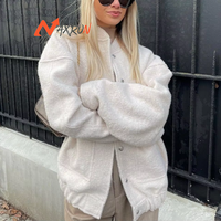 Vêtements d'extérieur d'hiver décontractés, manteau de finition ample et solide Bomber à manches longues, vestes surdimensionnées pour femmes, manteau doux anti-rides