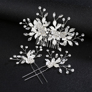 Accessoires de cheveux de mariée de style coréen, exquis, avec fleurs et feuilles, peigne <span class=keywords><strong>à</strong></span> cheveux en forme de rose, design assorti - Product Image 5