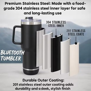 Thông Minh Bluetooth 30Oz 40Oz Thép Không Gỉ Bluetooth Loa Thẳng Cốc Di Động Thông Minh Âm Nhạc Cốc Với Rơm Và Nắp - Product Image 5