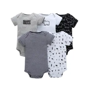 Groothandel Baby Zomer Bodysuit 5 Stuks Babykleding Kleding 100% Katoenen Baby Rompertjes Set