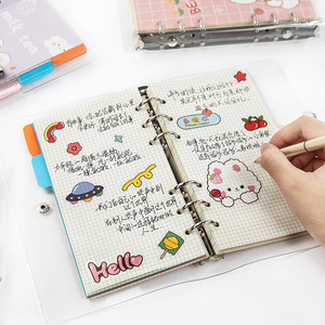 Niedliches Cartoon-Hasen-Notizbuch mit losen Blättern, Sticker-Set, transparentem PVC-Einband, Kawaii-Ringbuch-Planer, nachfüllbares Memo-Tagebuch - Product Image 3