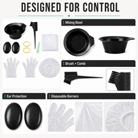 Kit de coloration capillaire professionnel 8 pièces avec bol à teinture, pinceau, protège-oreilles, gants, cape, bonnet de douche et pinces – Fournitures et outils pour salon de coiffure