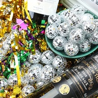 Vente chaude Argent Disco Gâteau Décoration Lumineux Miroir Réfléchissant Boules De Noël gâteau décor boule pour fête d'anniversaire