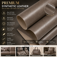Tissu en cuir PU lisse gris-beige, simili cuir pour ameublement, canapé, voiture, sac, artisanat