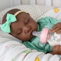 Poupée Reborn Afro-Américaine Noire de 18 Pouces, Peau Foncée Réaliste, Nouveau-né, Bébé, Peinte à la Main, Effet Naturel, Cadeau de Collection