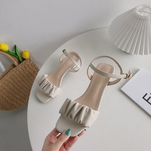 Nouvelle Collection 2025 – Sandales Légères Plissées à Talon Épais et Bride pour Femme, Grande Taille, Bout Carré Ouvert, Talon Haut Tendance pour l'Été - Product Image 4