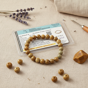 Bracelet élastique en jaspe camel de 8 mm, pierre précieuse certifiée, pierre naturelle, cristal, perles, pierre semi-précieuse, artisanat - Product Image 3