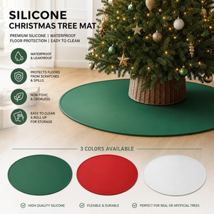 Tapis de protection pour sapin de Noël en silicone, imperméable, pour la protection du sol, facile à nettoyer, enroulable pour le rangement, non toxique, inodore - Product Image 1