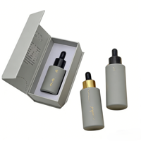 Flacon compte-gouttes rond en verre de luxe avec boîte cadeau pour sérum et huile essentielle, emballage cosmétique, flacon compte-gouttes avec boîte