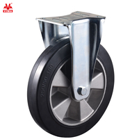 VIMA Premium caoutchouc noyau en aluminium plaque d'acier pivotant solide noir poubelle roulette 6 8 10 pouces roue à ordures