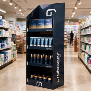 Espositore Ecologico in Carta Lucida per Profumi e Cosmetici, Scaffale a Più Livelli in Cartone Ondulato per Negozi e Supermercati - Product Image 1