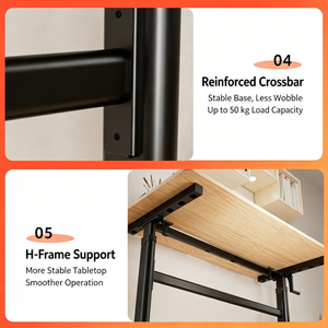 Cadre de bureau ergonomique réglable en hauteur manuellement - <span class=keywords><strong>Poste</strong></span> de <span class=keywords><strong>travail</strong></span> <span class=keywords><strong>assis</strong></span>-<span class=keywords><strong>debout</strong></span> en acier blanc avec manivelle, plage de réglage 70-110 cm, base 104x59 cm - Product Image 6