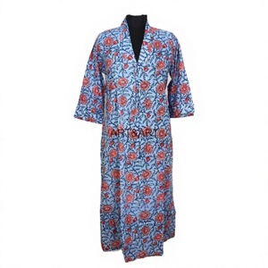 Floral Print V-Neck Maxi Dress <b>Three</b> Quarter Sleeve Loose Fit Casual Woven Women's Long Dress All Seasons Breathable Style - Product Image 1