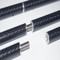 Tube en fibre de carbone tissée brillante 3K avec connecteurs en aluminium filetés CNC pour rallonge de queue de billard et de snooker