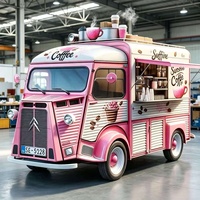 Camion de restauration mobile rétro sur mesure avec fenêtre de service, chariot à snacks pour café, crème glacée, hot-dogs, idéal pour les entreprises de restauration rapide en extérieur