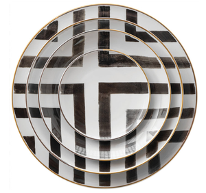 Service <span class=keywords><strong>de</strong></span> table en porcelaine fine créative, bols, assiettes, ensembles blancs avec bordure dorée, céramique haut <span class=keywords><strong>de</strong></span> gamme, motif croisement, <span class=keywords><strong>vaisselle</strong></span>, ensembles <span class=keywords><strong>de</strong></span> dîner - Product Image 5