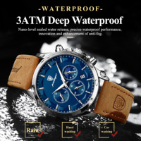 Montre-bracelet de luxe pour homme Poedagar 928, chronographe sport, cuir, quartz, Reloj Hombre, étanche, lumineuse, avec calendrier