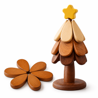 Sous-plat pliable en bois massif personnalisé en forme de sapin de Noël, résistant à la chaleur, pour décoration de table à manger, dessous de plat anti-brûlure