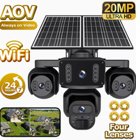 Nouvelle caméra solaire AOV à quatre objectifs, haute définition, vision nocturne extérieure 9MP, vision à quatre points de vue, surveillance cloud 10x-20x