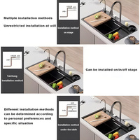 Ensemble complet d'accessoires pour évier de cuisine en cascade, évier carré simple multifonction en acier inoxydable SUS201 durable