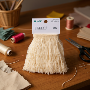 Ilan Flec Frange in Poliestere Beige 15x200cm per Artigianato e Decorazione - Product Image 3