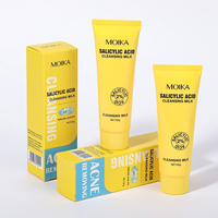 Nettoyant visage hydratant doux à l'acide salicylique Moika 80g, nettoyage en profondeur, réduit les points noirs, anti-acné, contrôle du sébum