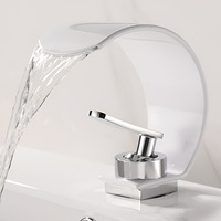 Robinet de lavabo cascade haut de gamme en laiton massif, bec haut, monocommande, finition nickel brossé, mitigeur chaud/froid pour lavabo sur plan