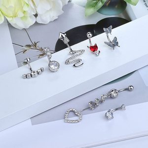 Nuovi <span class=keywords><strong>Piercing</strong></span> all'<span class=keywords><strong>Ombelico</strong></span> Gaby con Motivo a Cuore e <span class=keywords><strong>Serpente</strong></span> in Acciaio Inox Placcato Argento, Gioielli per <span class=keywords><strong>Piercing</strong></span> all'Ingrosso - Product Image 4