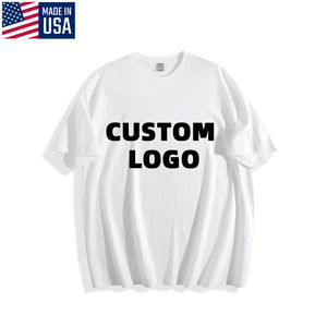 T-shirt uni blanc fabriqué aux états-unis en gros sérigraphie personnalisée logo numérique marque t-shirt en coton polyester grande taille hommes - Product Image 1