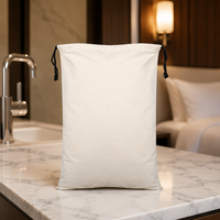 Bolsa de Lavandería con Cordón de Algodón Natural, Bolsa de Almacenamiento de Lona Lavable, Ecológica, con Logotipo Personalizado para Ropa, Hotel, Viajes