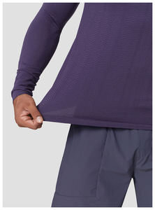 T-shirt de sport pour homme à séchage rapide, sans couture, jacquard, haut d'entraînement fitness, coupe slim, décontracté, manches longues, couleur unie, extensible - Product Image 3