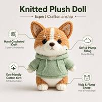 Peluche animale personnalisée haut de gamme en gros, Corgi unique, porte-clés en peluche de luxe fait main, jouet en peluche tricoté sur mesure