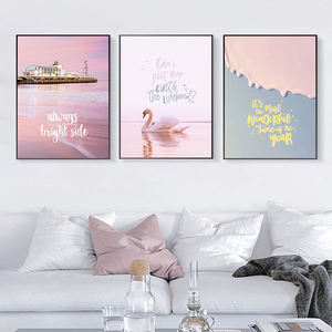 Paysage marin montagne voyage paysage affiche toile impression bateau herbe nordique peinture mur Art photos pour salon décor - Product Image 5