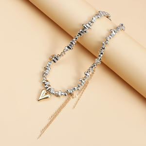 Collier à pendentif en forme de dessin animé, perles de zircon bicolores, plaqué or 18 carats, avec pompon, pour fêtes et streetwear, bijou cadeau - Product Image 2