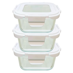 Boîte à lunch pour étudiants, récipient alimentaire en verre trempé micro-ondable avec couvercle pour les déplacements en extérieur - Product Image 1