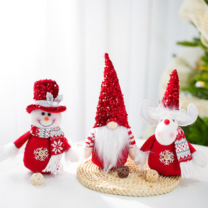 Décorations <span class=keywords><strong>de</strong></span> Noël <span class=keywords><strong>de</strong></span> luxe léger en tissu à sequins : Père Noël, Bonhomme <span class=keywords><strong>de</strong></span> neige, Élan, Poupées décoratives pour la maison - Product Image 4