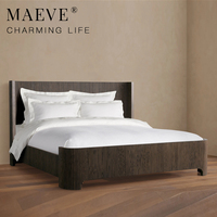 Modernes Luxus-Massivholzbettgestell Designer Geriffeltes Plattformbett für Schlafzimmer-Sets Luxus-Hotel-Villa-Möbelstück