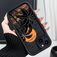 Coque de téléphone en silicone personnalisée avec logo et images de coucher de soleil et cocotiers, prix de gros, pour iPhone 18 17 Air 16 15 14 13 12 Pro Max Plus