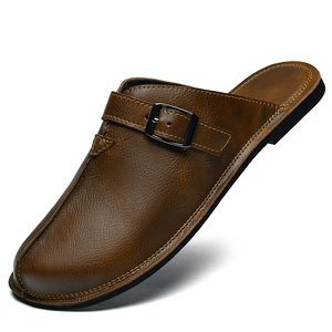 Sandales sur mesure d'usine, bout <span class=keywords><strong>fermé</strong></span>, chaussures sur mesure pour hommes, pantoufles en cuir véritable, grande taille, chaussures décontractées pour hommes faites à la main, cuir véritable - Product Image 4