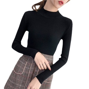 2025 primavera nuovo Slim Fit interno caldo Top a maniche lunghe per <span class=keywords><strong>donna</strong></span> <span class=keywords><strong>maglia</strong></span> con collo alto a metà - Product Image 5