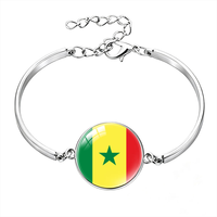 Bracelet personnalisé avec cabochon en verre drapeau roumain, bracelet en métal avec pierre précieuse pour les fans de football et souvenir de l'équipe nationale