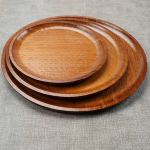 100% Natural Bamboo Wood Tray Brown Storage Bamboo Tray Home Decoration For Vegetable And Fruit Snacks